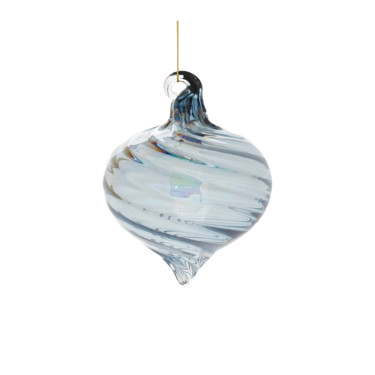 Iridescent Blue Glass Swirl Ornament