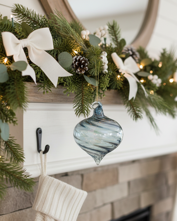 Iridescent Blue Glass Swirl Ornament