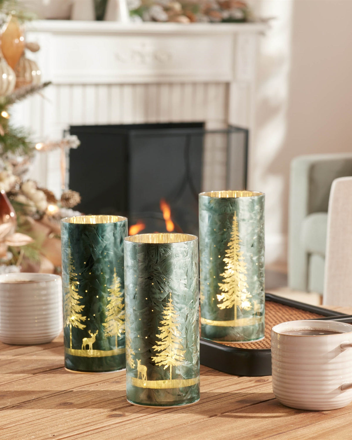 Evergreen Forest Winter LED Cylinder