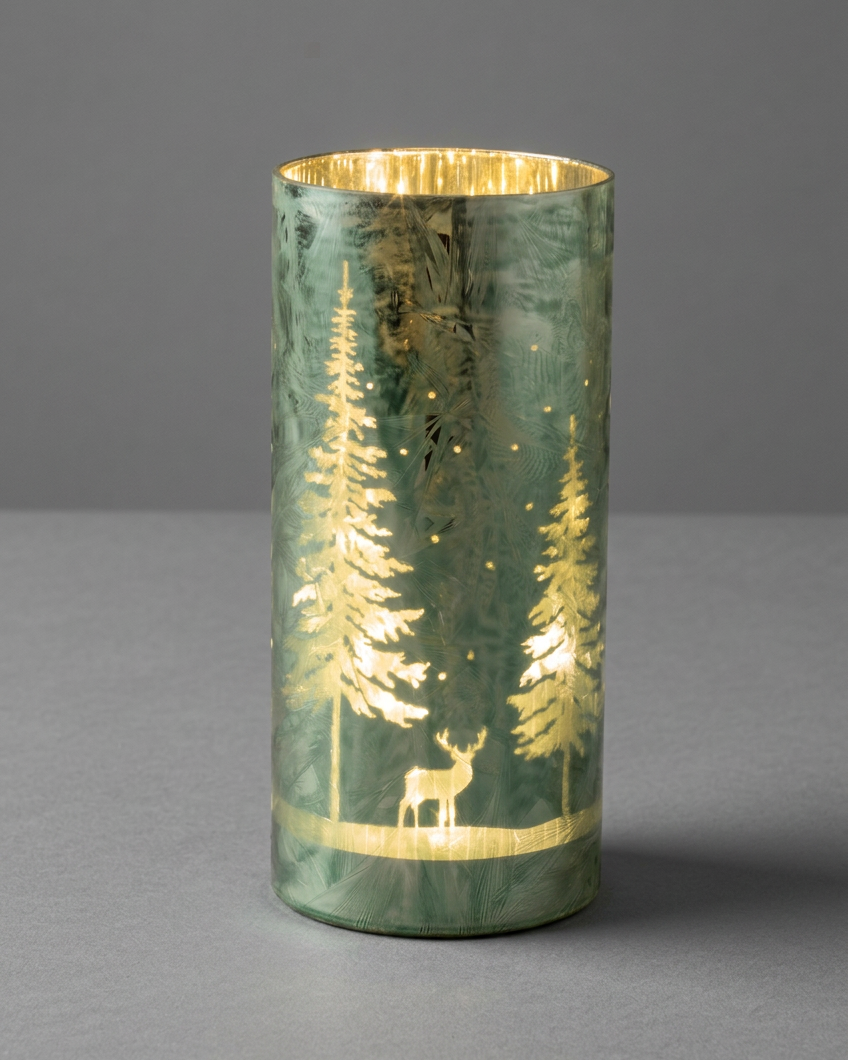 Evergreen Forest Winter LED Cylinder