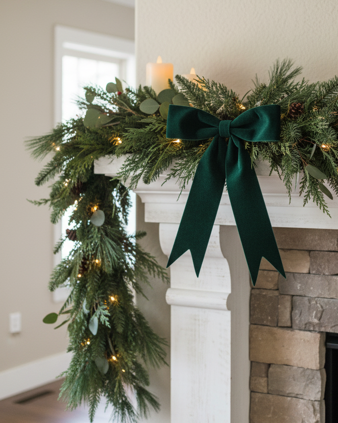 Emerald Green Bow Ornament 13"