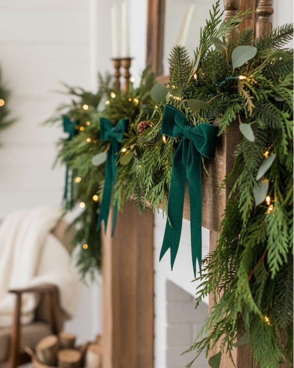 Emerald Green Bow Ornament 13"