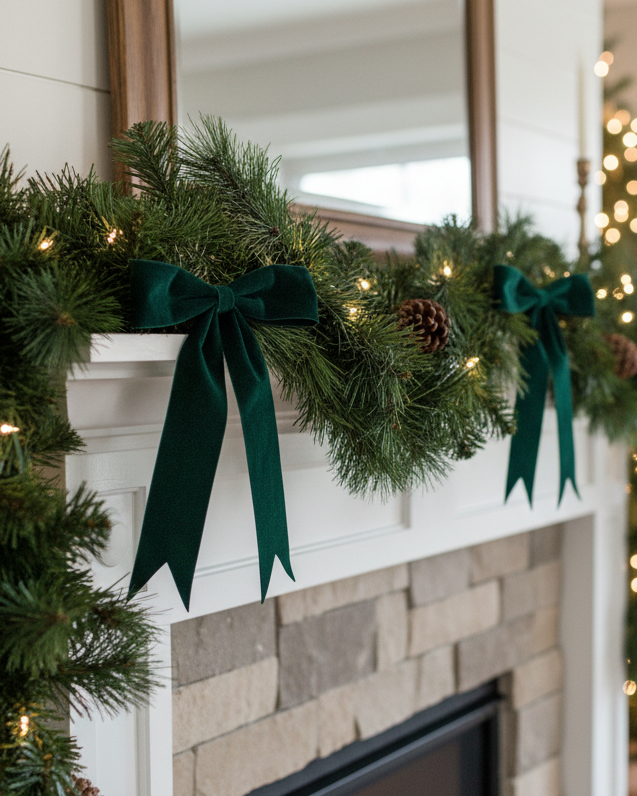 Emerald Green Bow Ornament 13"