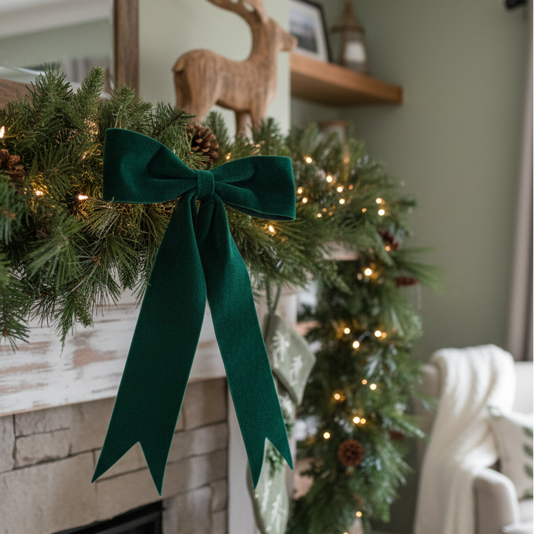 Emerald Green Bow Ornament 13"