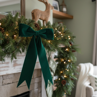 Emerald Green Bow Ornament 13"