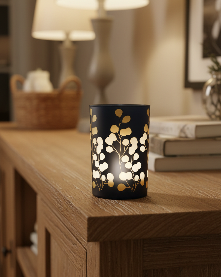 Blue Eucalyptus Glass Candle Holder