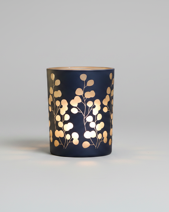 Blue Eucalyptus Glass Candle Holder