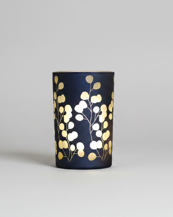 Blue Eucalyptus Glass Candle Holder