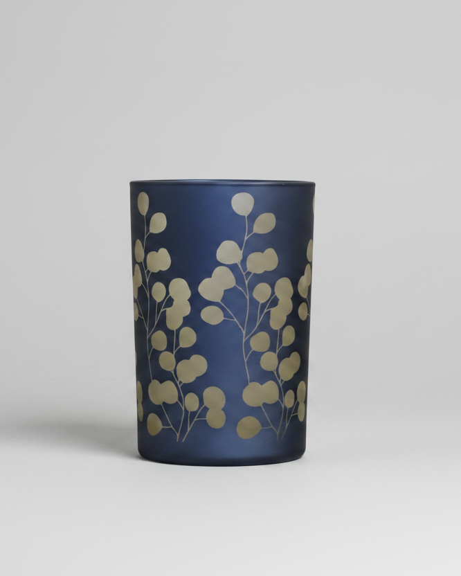 Blue Eucalyptus Glass Candle Holder