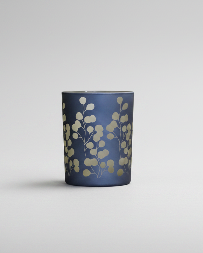 Blue Eucalyptus Glass Candle Holder