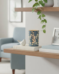 Blue Eucalyptus Glass Candle Holder