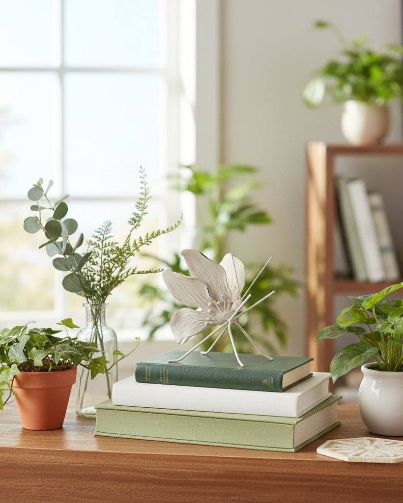 White Resin Tabletop Butterfly