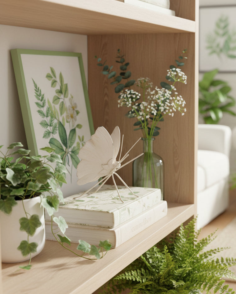 White Resin Tabletop Butterfly