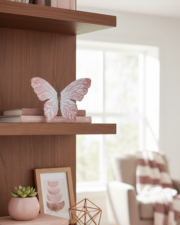 Pink Whitewashed Butterfly