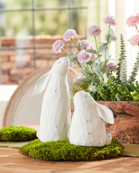 Carved Look Distressed Resin Bunny