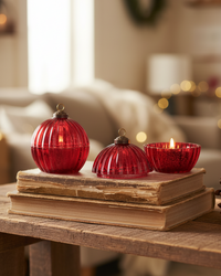 Glass LED Ornament Candle Red