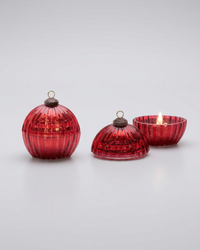 Glass LED Ornament Candle Red
