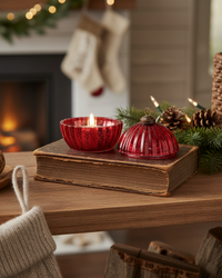 Glass LED Ornament Candle Red