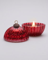 Glass LED Ornament Candle Red