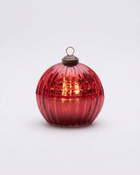Glass LED Ornament Candle Red