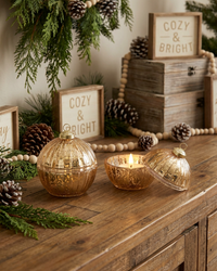 Glass LED Ornament Candle Gold