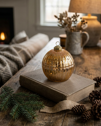 Glass LED Ornament Candle Gold