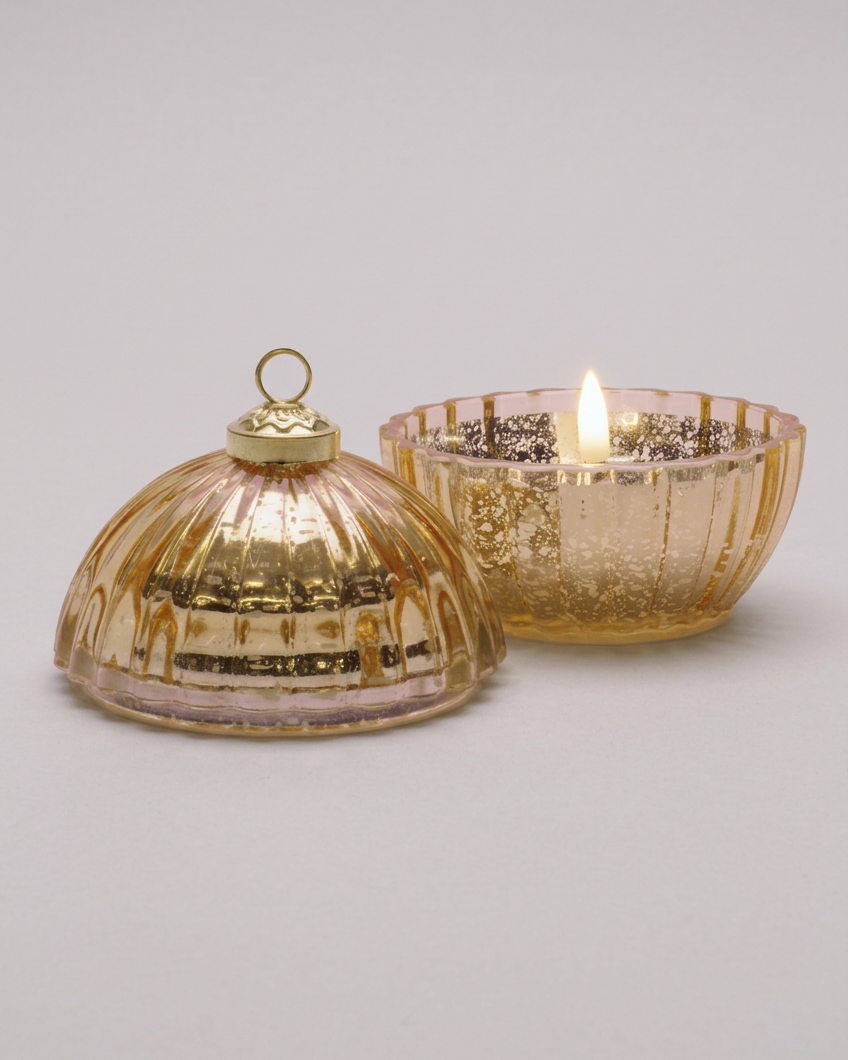 Glass LED Ornament Candle Gold