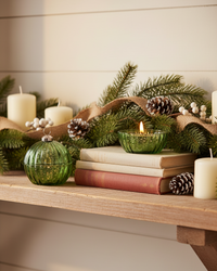 Glass LED Ornament Candle Green