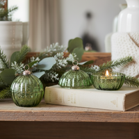 Glass LED Ornament Candle Green