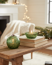 Glass LED Ornament Candle Green