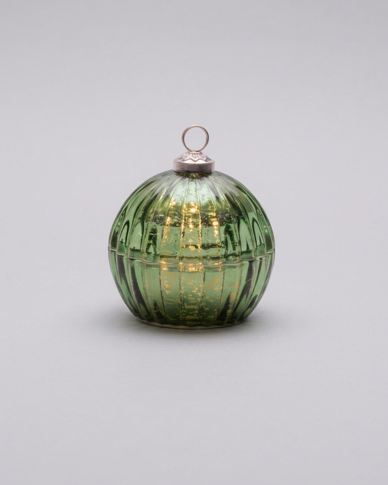 Glass LED Ornament Candle Green