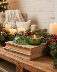 Glass LED Ornament Candle Green