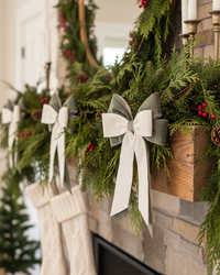 Sage and Cream Bow Ornament 10.5"