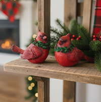 Glittered Cardinal with Evergreen Wreath