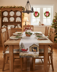 Santa and Reindeer Table Runner 54"