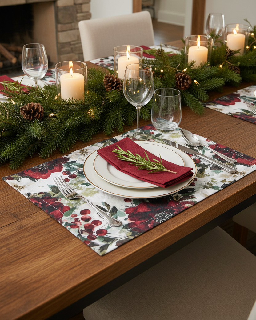 Merlot Camelias Textile Collection