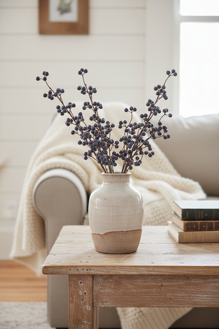 Slate Blue Berry Branch 25"H
