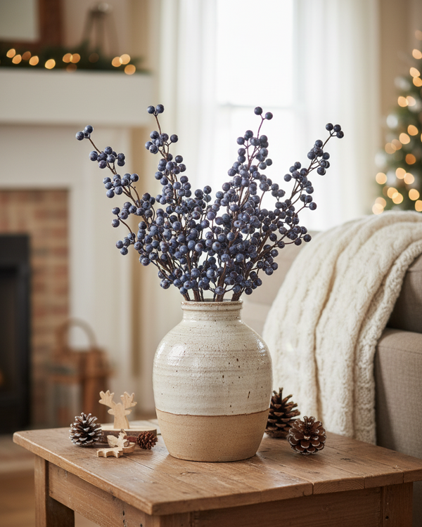 Slate Blue Berry Branch 25"H