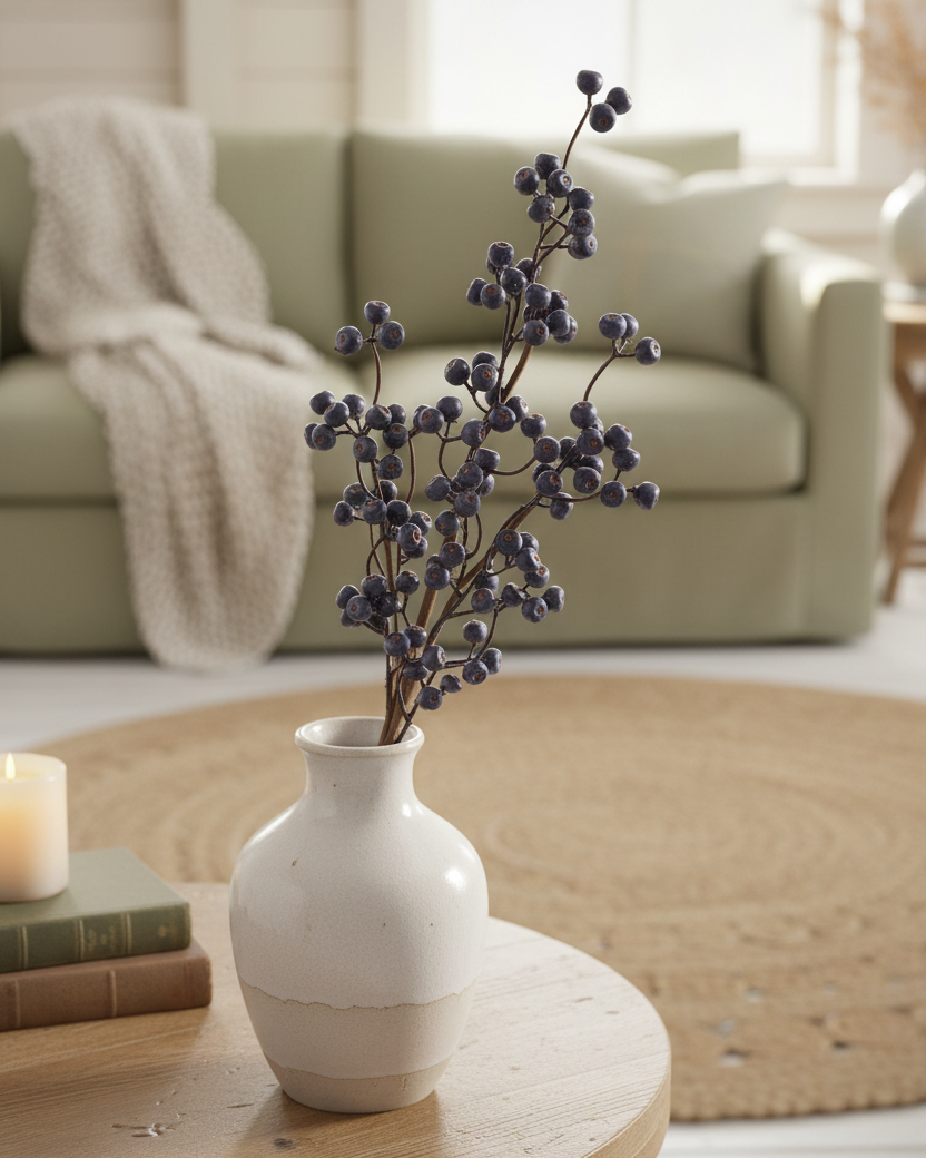 Slate Blue Berry Branch 25"H