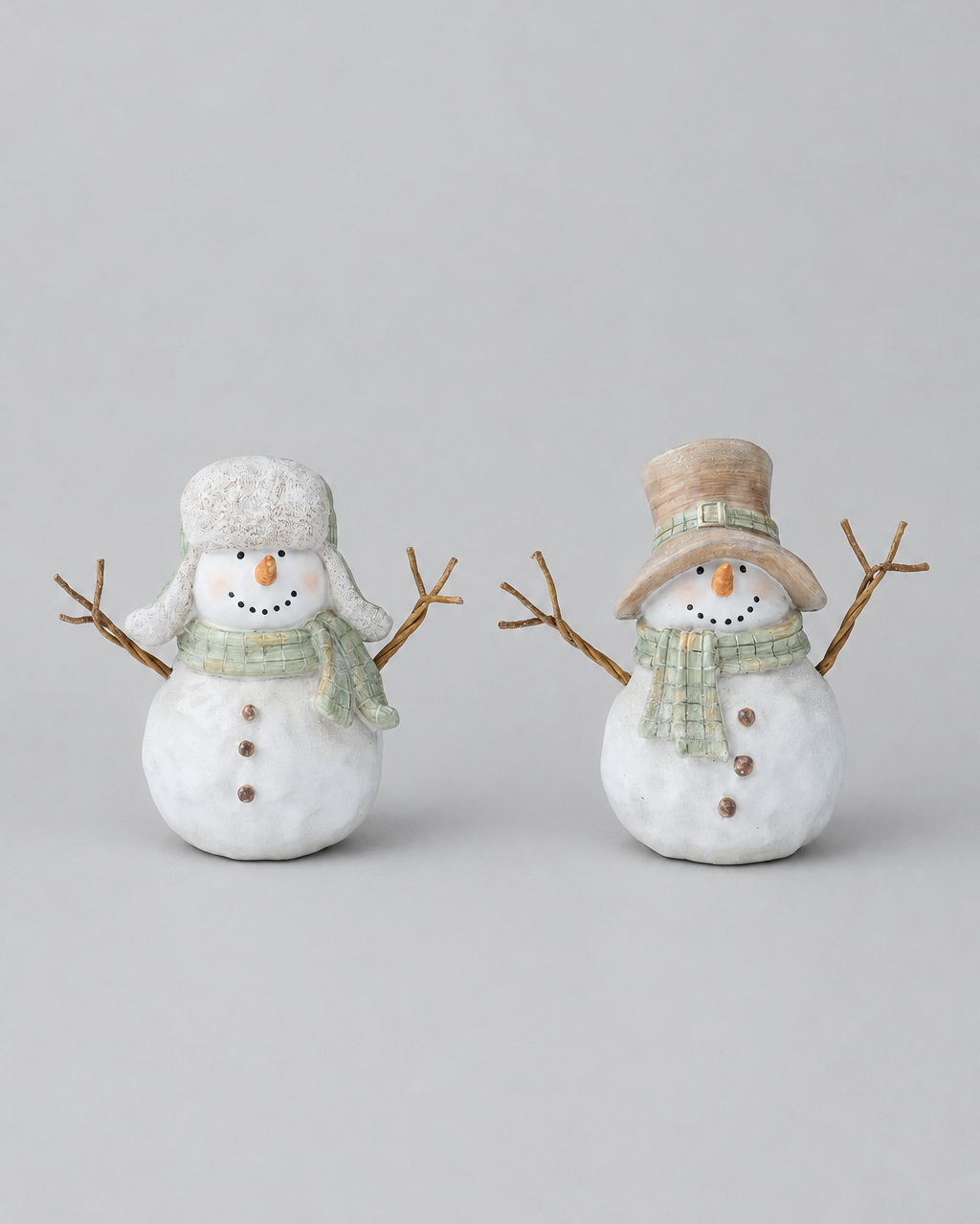 Sage Plaid Scarf Snowman