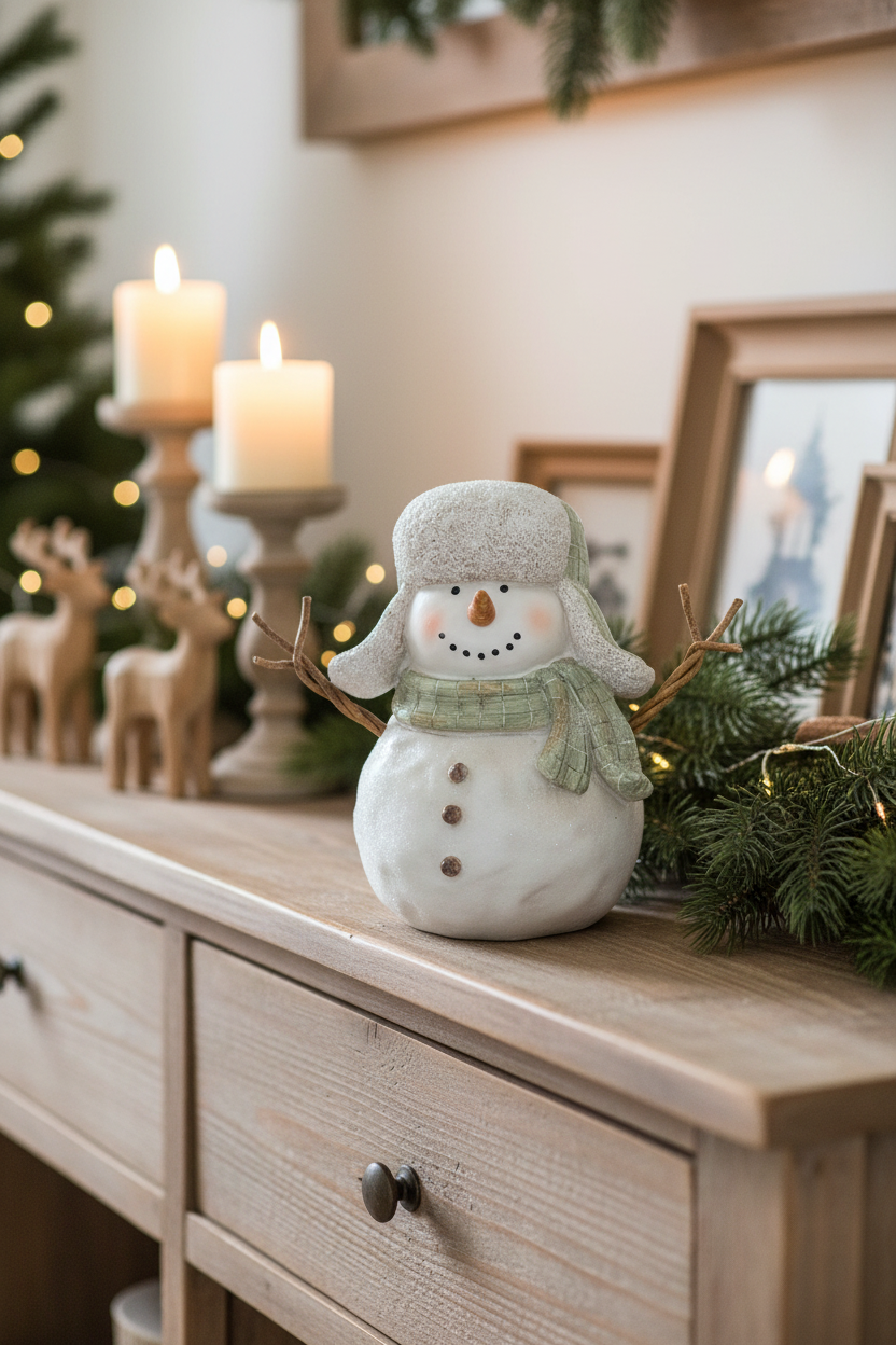 Sage Plaid Scarf Snowman