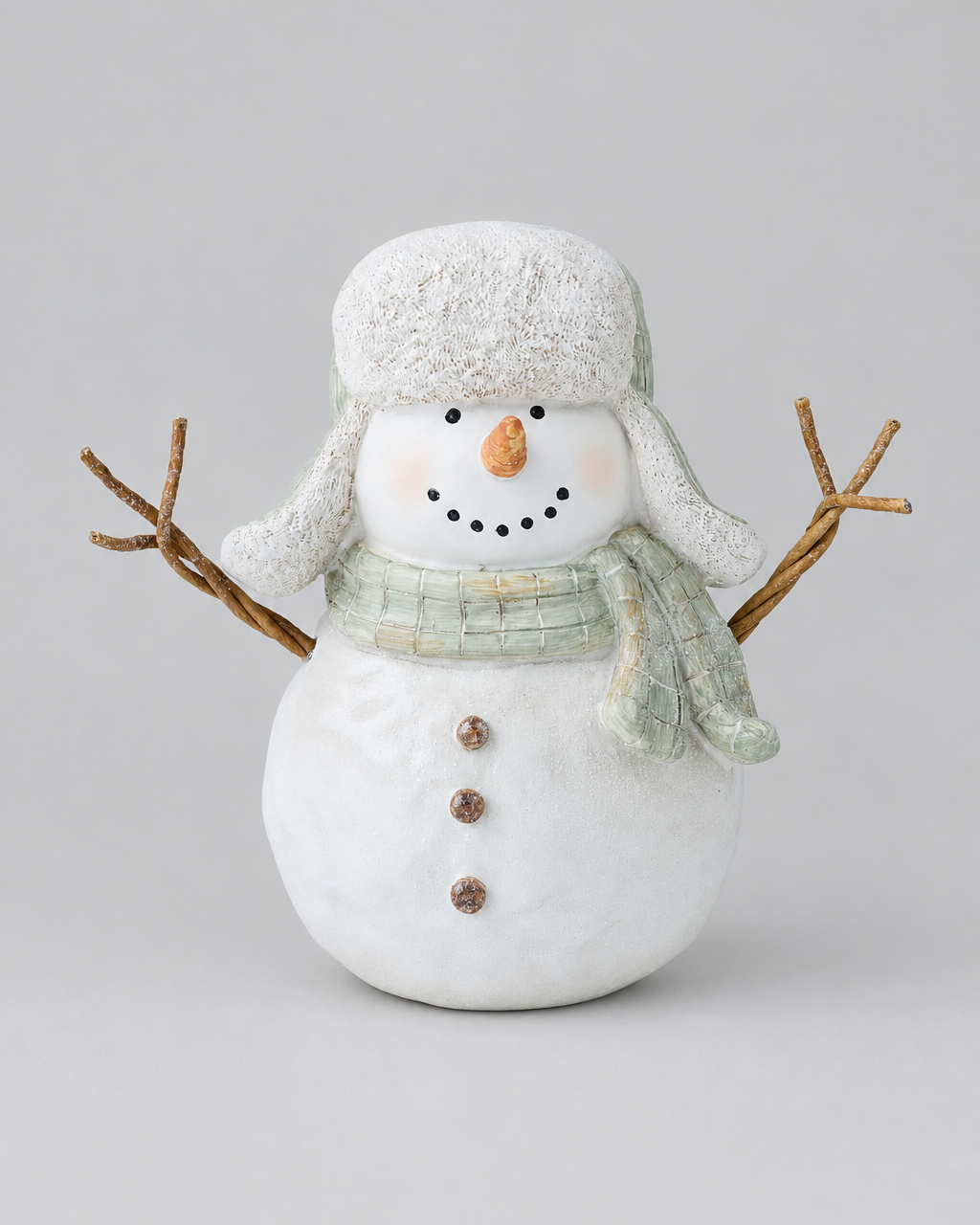 Sage Plaid Scarf Snowman