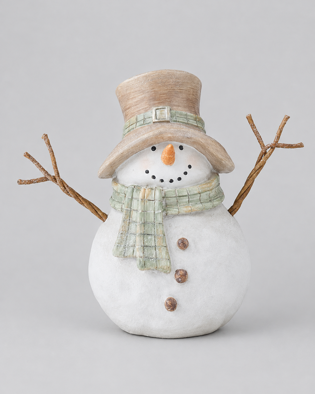 Sage Plaid Scarf Snowman