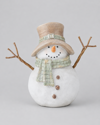 Sage Plaid Scarf Snowman