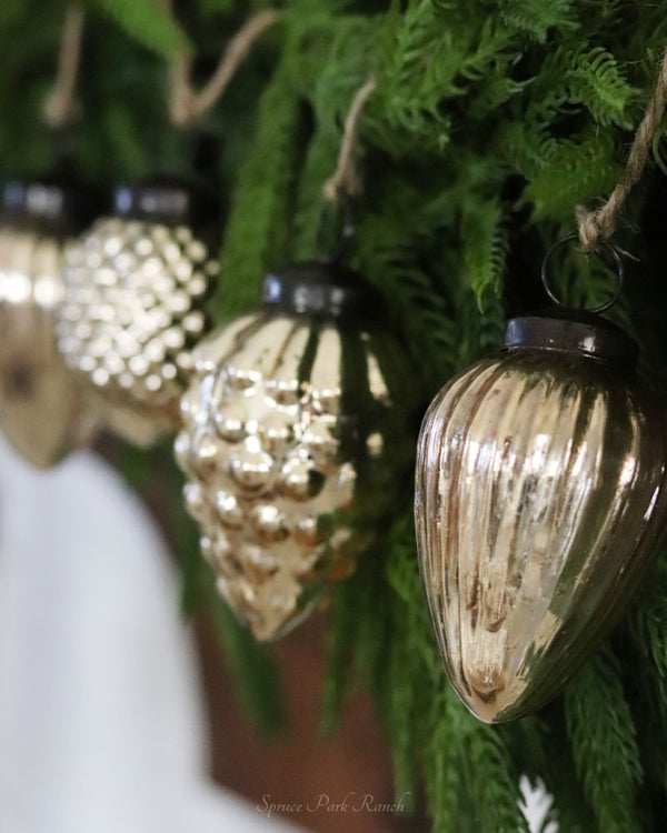 Mercury Glass Acorn Garland Gold