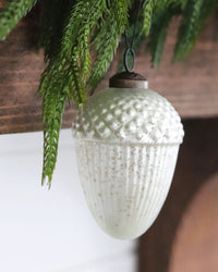 White Mercury Glass Acorn Ornament
