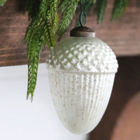 White Mercury Glass Acorn Ornament