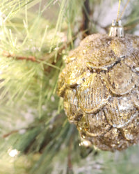 Gold Glitter Pinecone Ornament