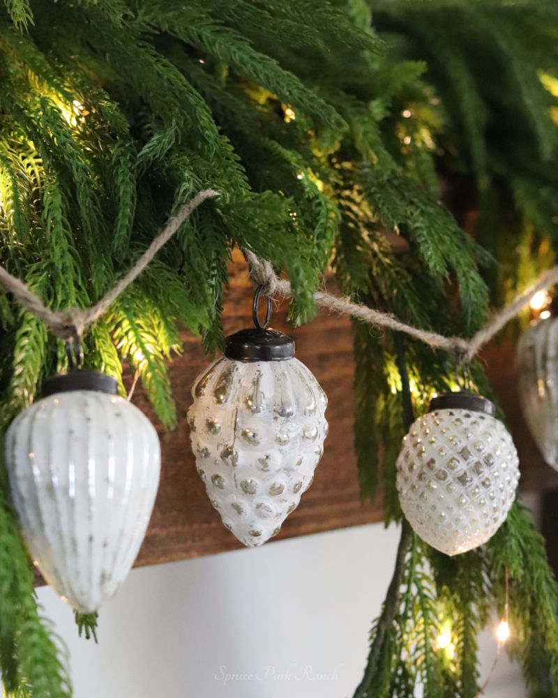 Mercury Glass Acorn Garland Whitewashed