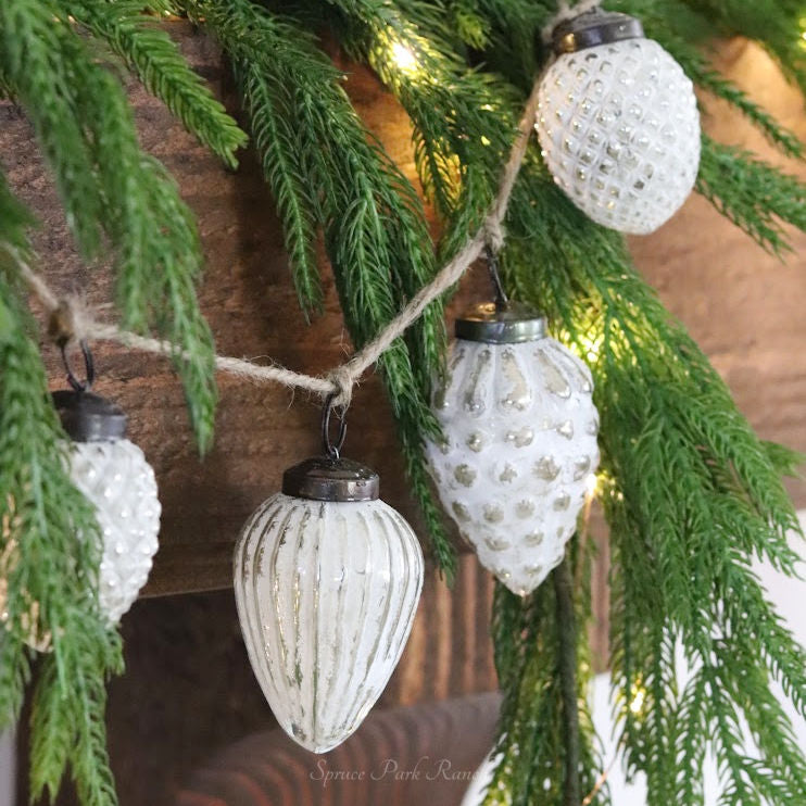 Mercury Glass Acorn Garland Whitewashed